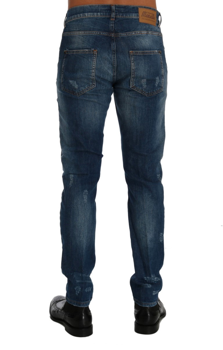 Frankie Morello Chic Slim Fit Blue Wash Jeans - W40