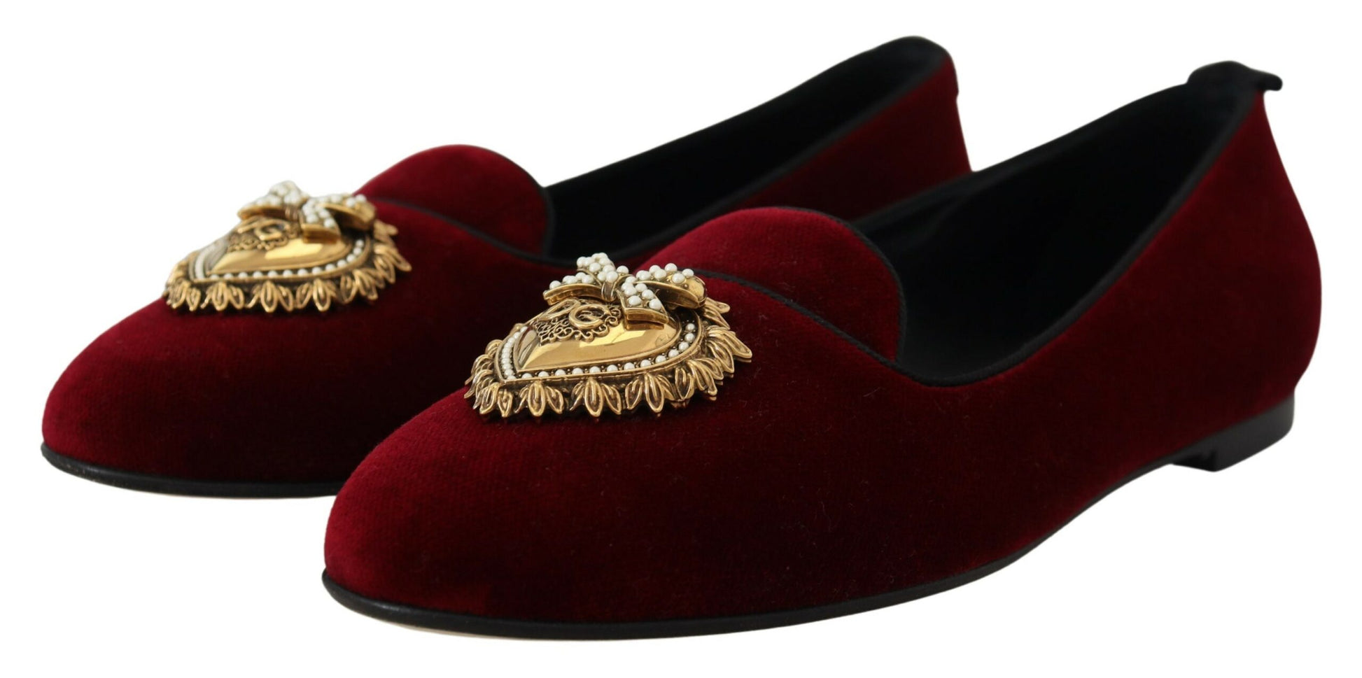 Dolce & Gabbana Bordeaux Velvet Devotion Loafers - EU35.5/US5