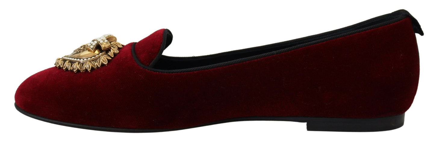 Dolce & Gabbana Bordeaux Velvet Devotion Loafers - EU35.5/US5