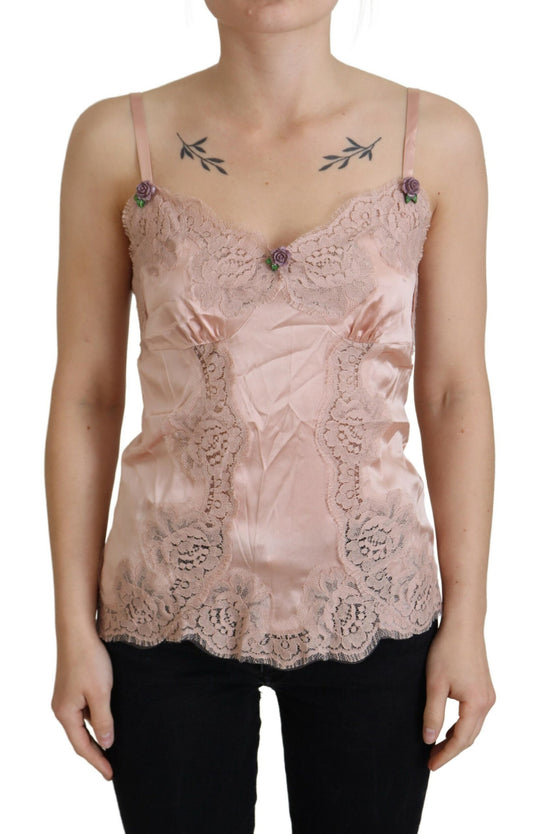 Dolce & Gabbana Elegant Pink Silk Lingerie Top