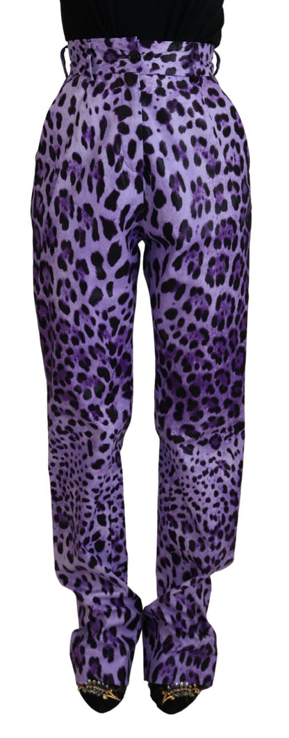 Dolce & Gabbana Elegant High Waist Straight Purple Pants - IT40|S