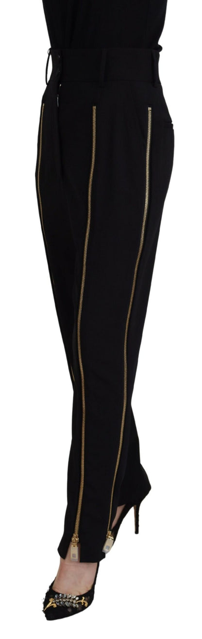 Dolce & Gabbana Elegant High Waist Tapered Wool Pants - IT40|S