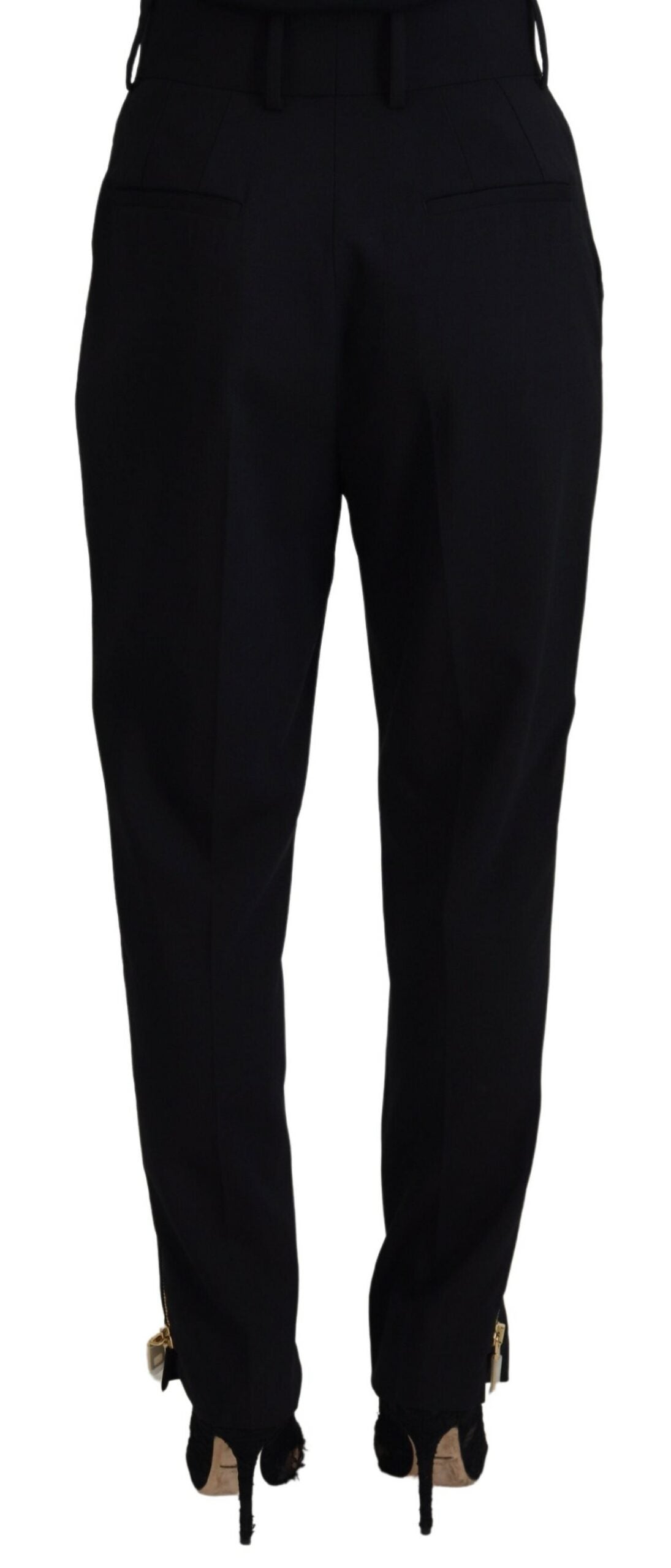 Dolce & Gabbana Elegant High Waist Tapered Wool Pants - IT40|S