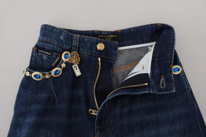 Dolce & Gabbana Embellished Straight Leg Designer Jeans - IT36|XXS