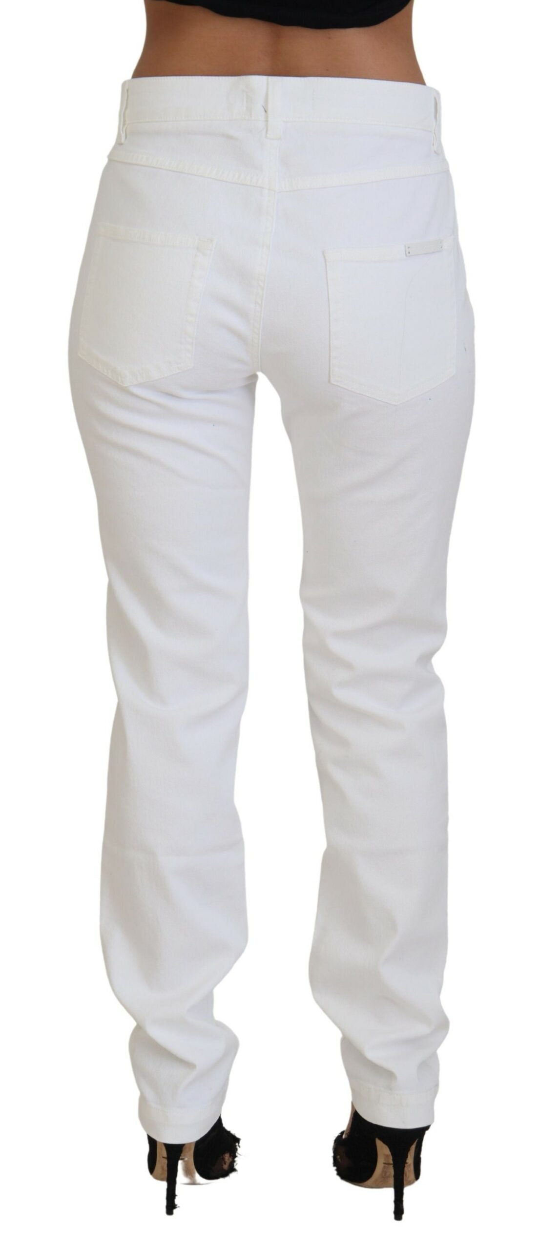 Dolce & Gabbana Elegant White Mid Waist Skinny Jeans - IT42|M