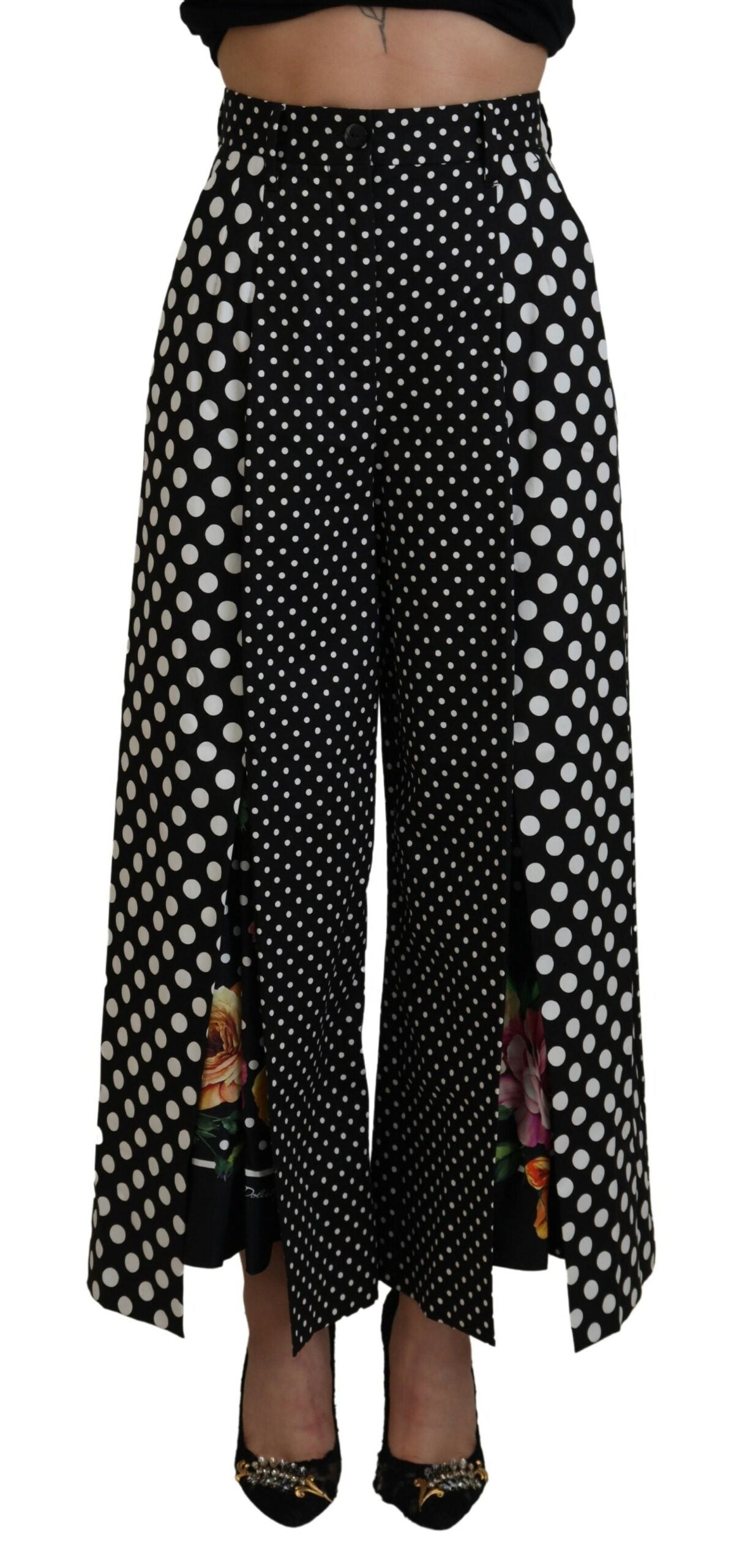 Dolce & Gabbana Elegant High-Waist Polka Dot Pants - IT38|XS