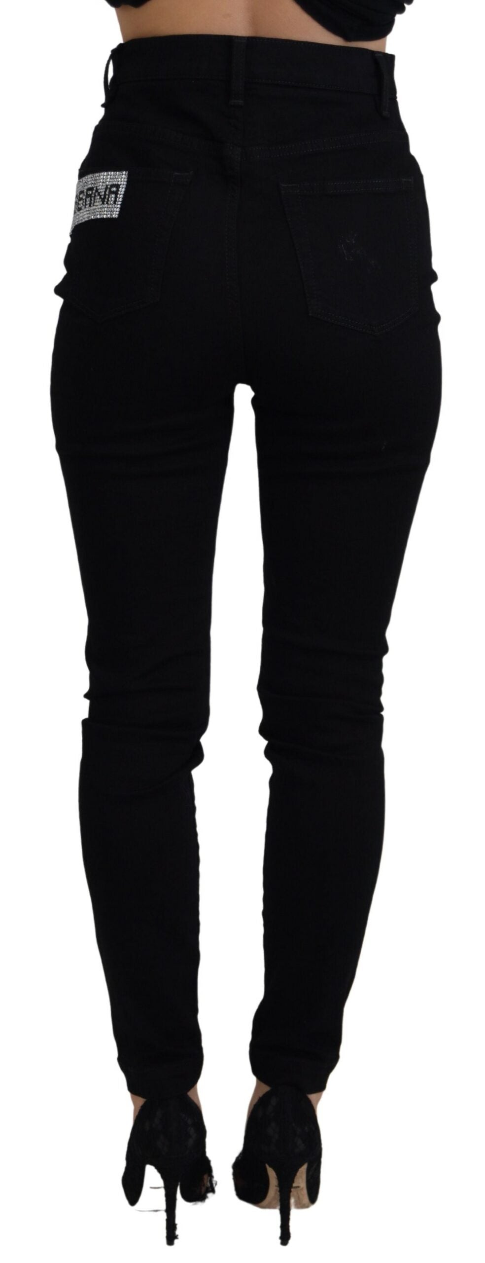 Dolce & Gabbana Chic High Waist Slim Fit Black Jeans - IT38 | XS