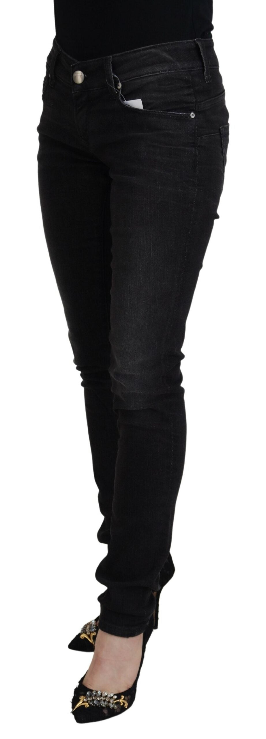 Acht Chic Black Low Waist Straight Leg Jeans - W26