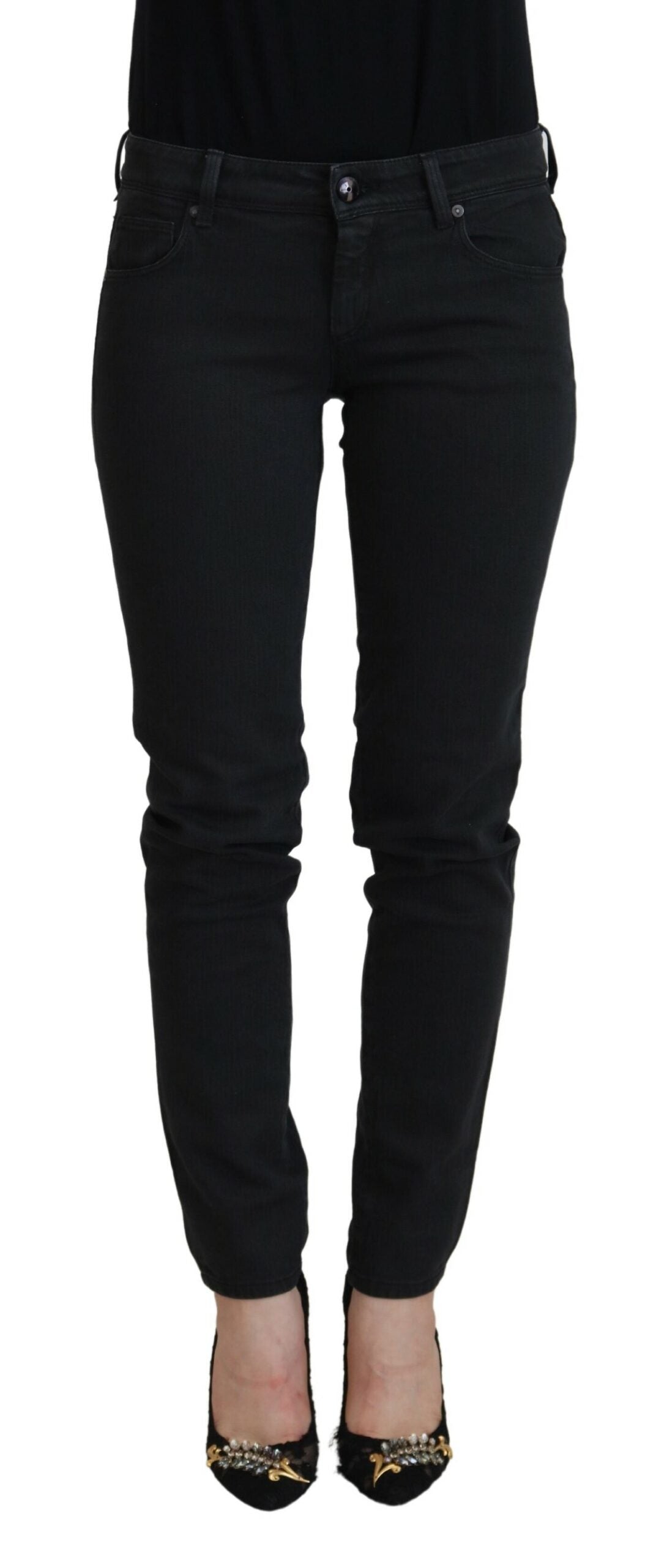 Ermanno Scervino Chic Low Waist Black Skinny Jeans - W26