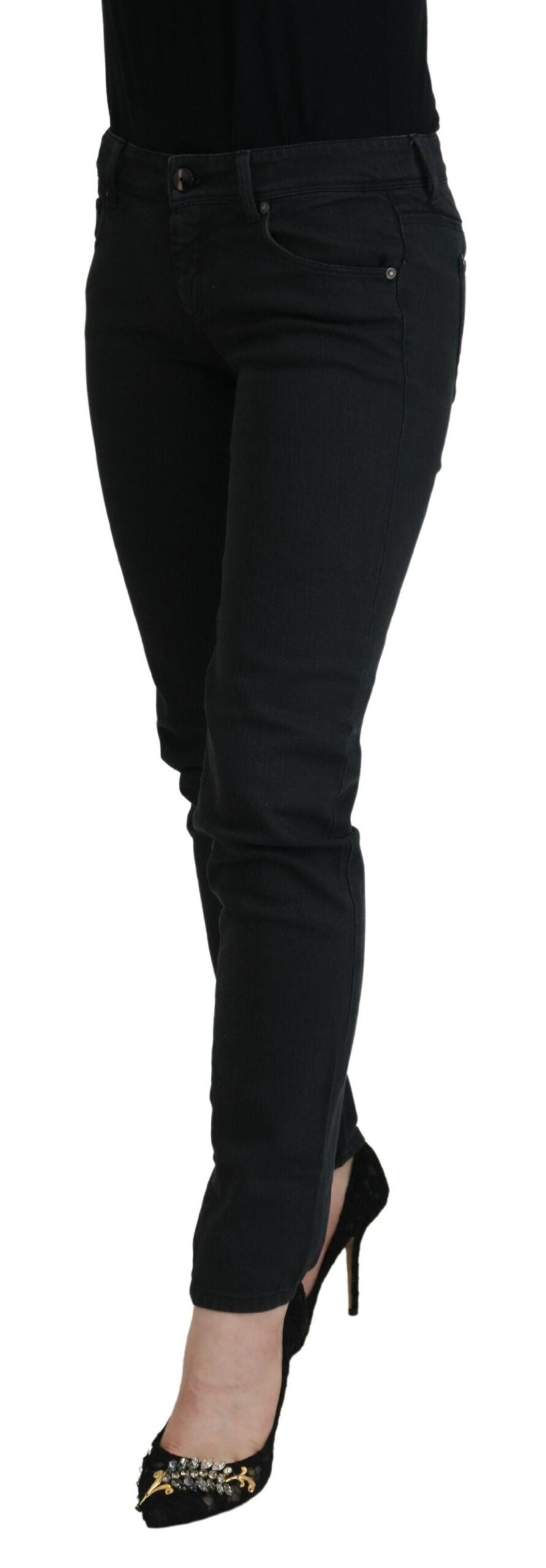 Ermanno Scervino Chic Low Waist Black Skinny Jeans - W26