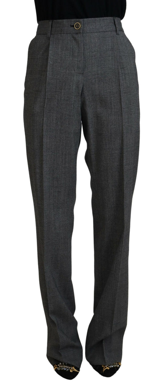 Dolce & Gabbana High-Waist Plaid Virgin Wool Pants - IT40|S