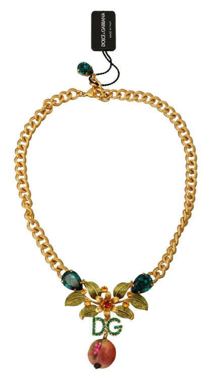 Dolce & Gabbana Elegant Gold-Tone Floral Fruit Necklace