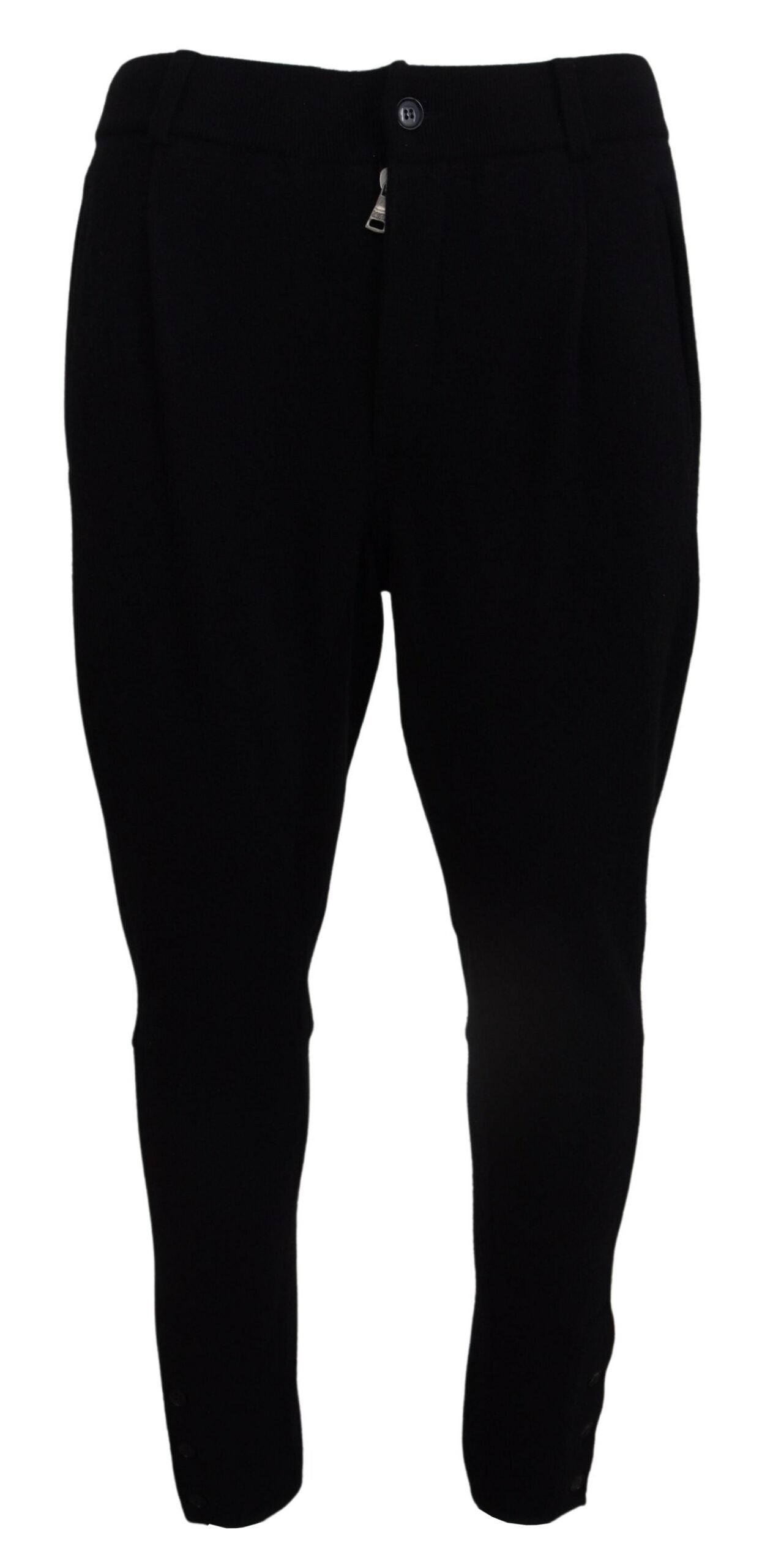 Dolce & Gabbana Elegant Black Tapered Wool Trousers - IT48 | M