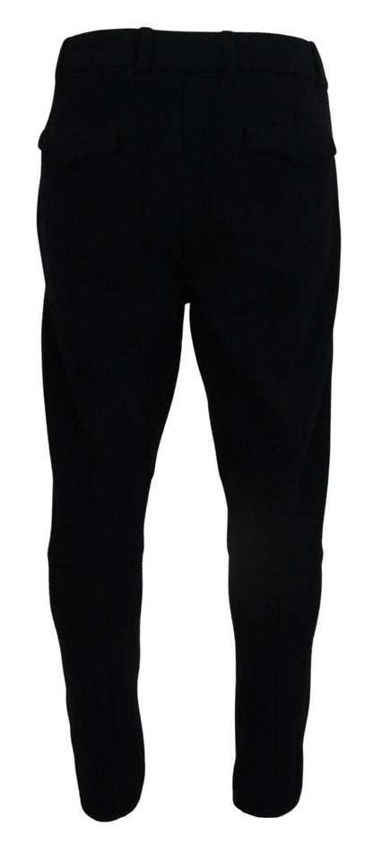 Dolce & Gabbana Elegant Black Tapered Wool Trousers - IT48 | M