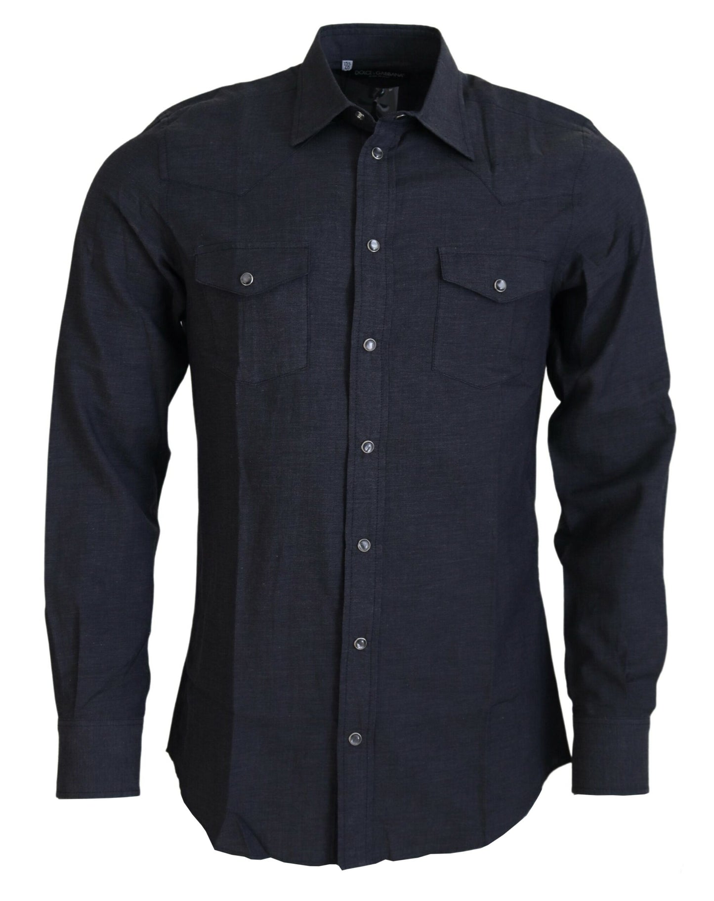 Dolce & Gabbana Elegant Gray Cotton Collared Shirt - IT40 | M