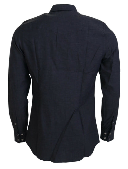 Dolce & Gabbana Elegant Gray Cotton Collared Shirt - IT40 | M