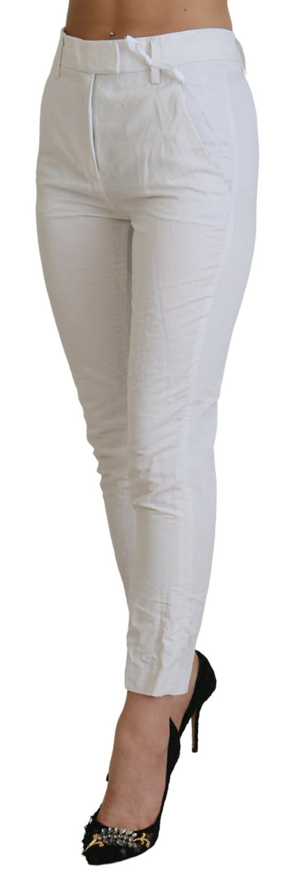 Dondup Elegant High Waist Tapered White Pants - IT38 | XS