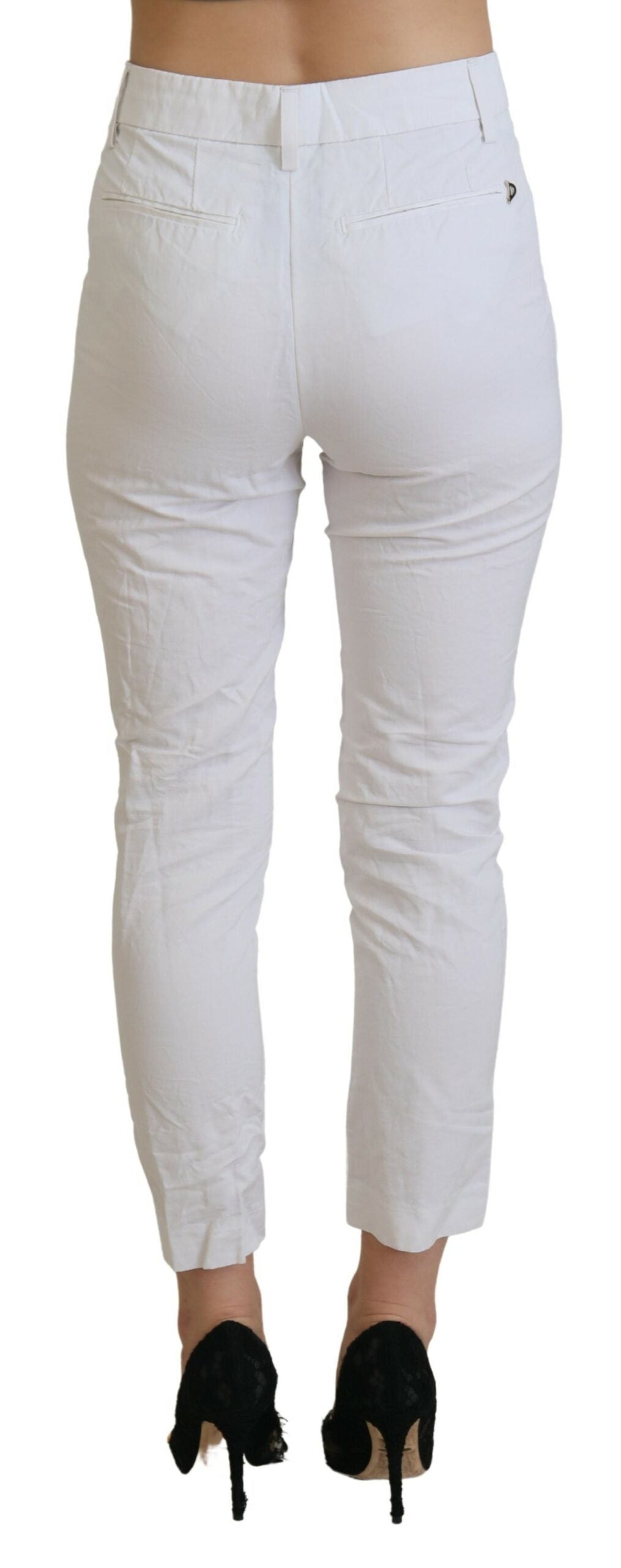 Dondup Elegant High Waist Tapered White Pants - IT38 | XS