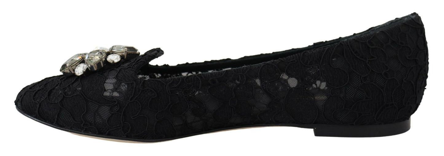 Dolce & Gabbana Elegant Floral Lace Flat Vally Shoes - EU35/US4.5