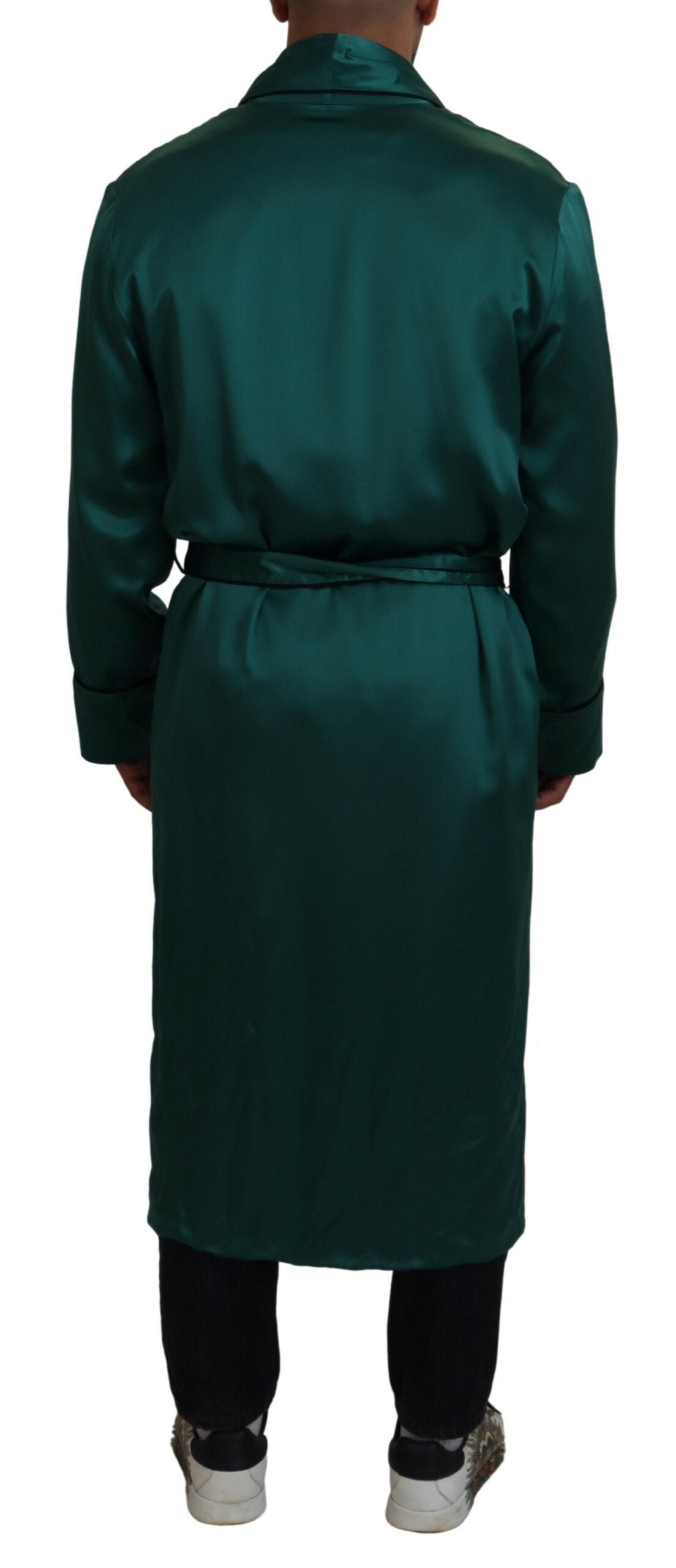 Dolce & Gabbana Elegant Silk Robe in Lush Green - IT46 | S