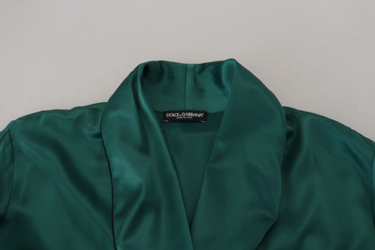 Dolce & Gabbana Elegant Silk Robe in Lush Green - IT46 | S