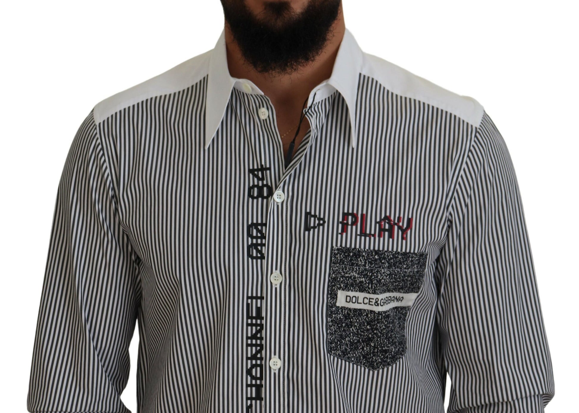 Dolce & Gabbana Classic Black and White Striped Button-Down Shirt - IT41 | L