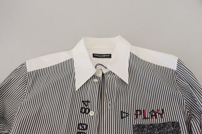 Dolce & Gabbana Classic Black and White Striped Button-Down Shirt - IT41 | L