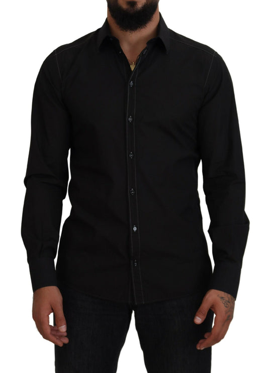 Dolce & Gabbana Elegant Black Formal Cotton Shirt - IT41 | L