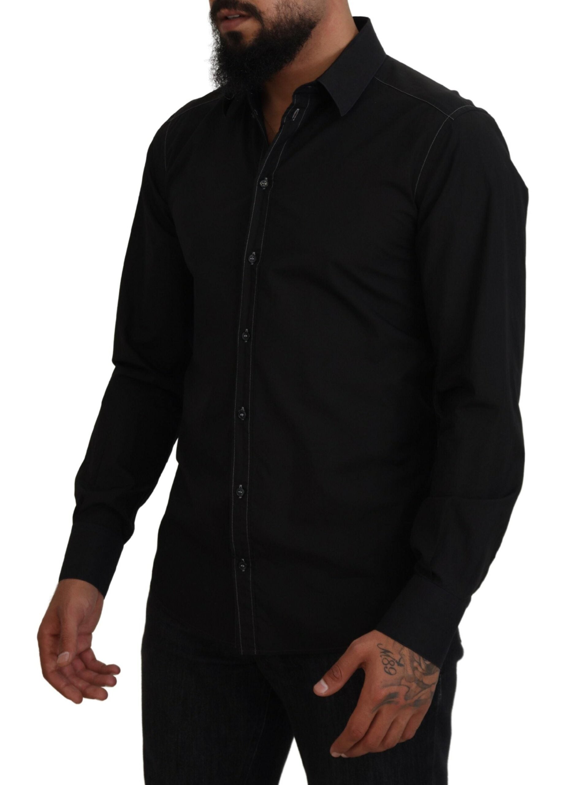 Dolce & Gabbana Elegant Black Formal Cotton Shirt - IT41 | L