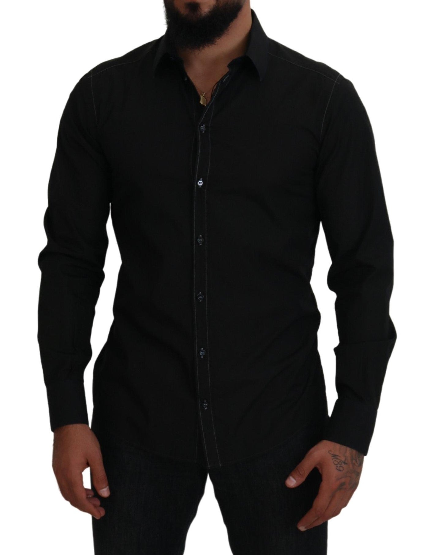 Dolce & Gabbana Elegant Black Formal Cotton Shirt - IT41 | L