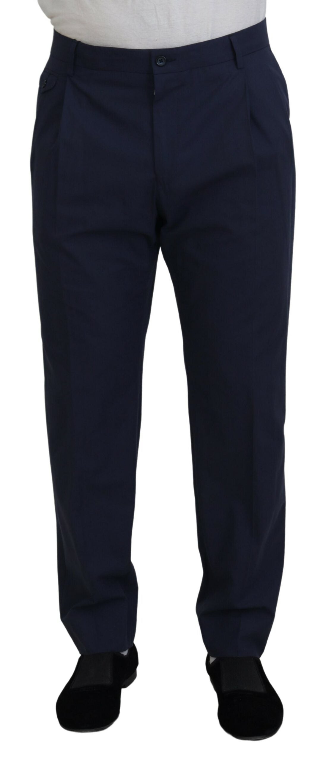 Dolce & Gabbana Elegant Dark Blue Chino Dress Pants - IT56 | XL