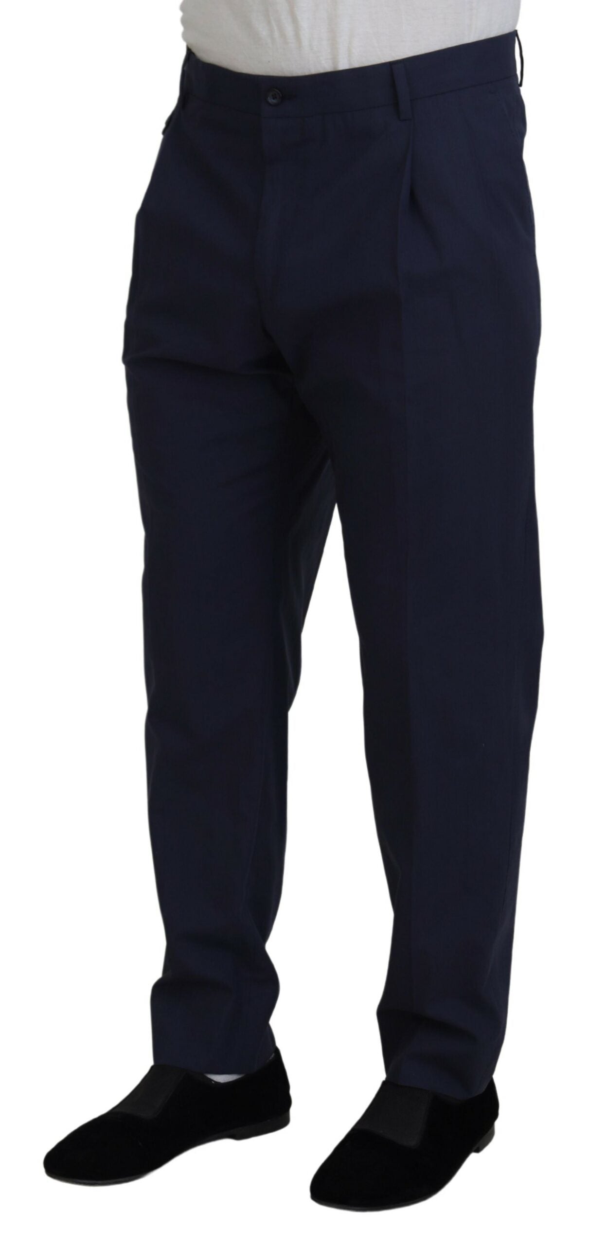 Dolce & Gabbana Elegant Dark Blue Chino Dress Pants - IT56 | XL