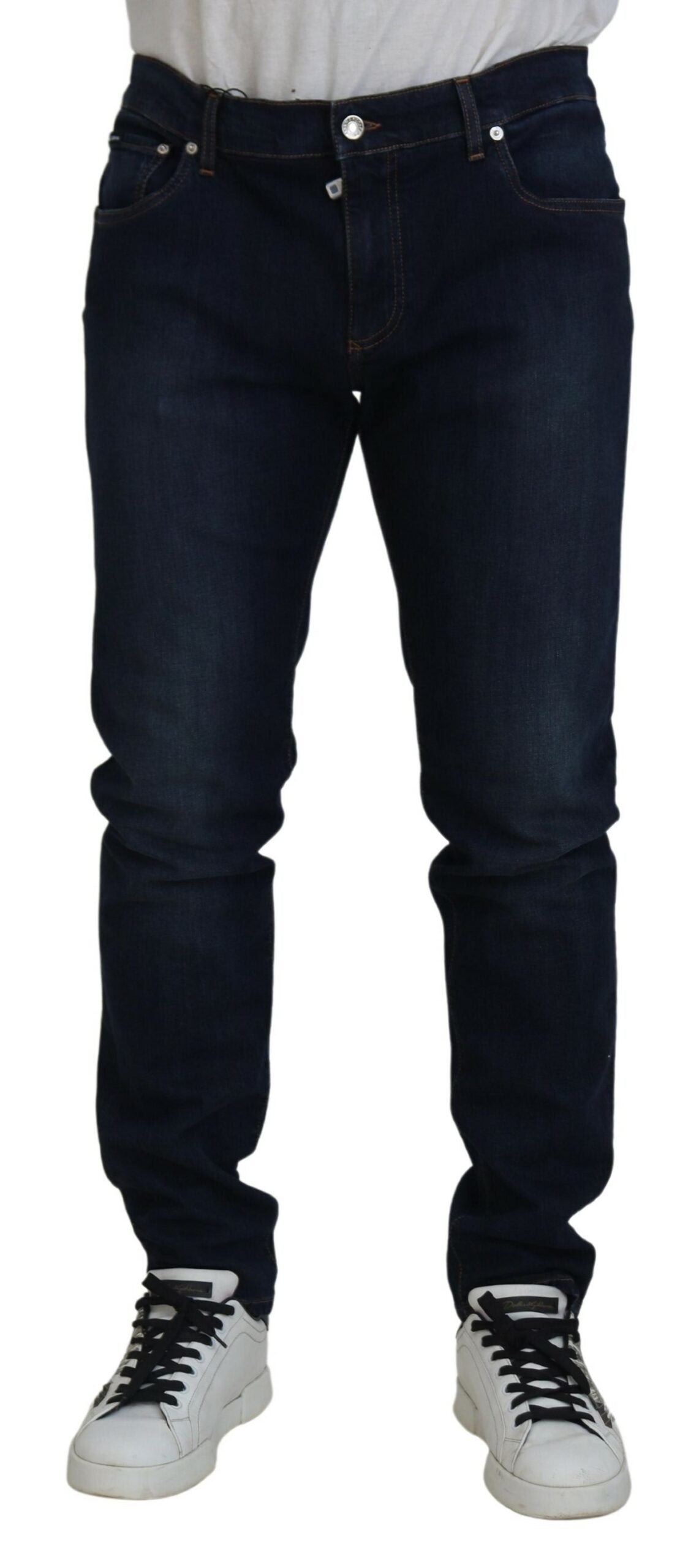 Dolce & Gabbana Sleek Skinny Jeans in Dark Blue - IT56 | XL