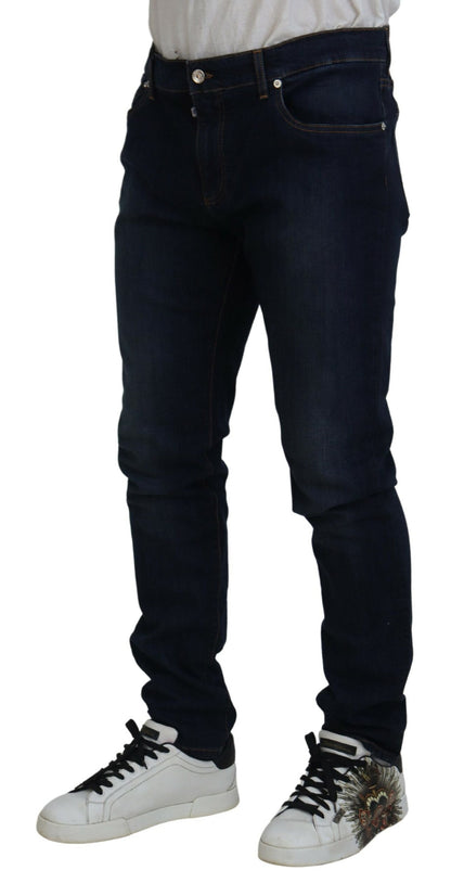 Dolce & Gabbana Sleek Skinny Jeans in Dark Blue - IT56 | XL