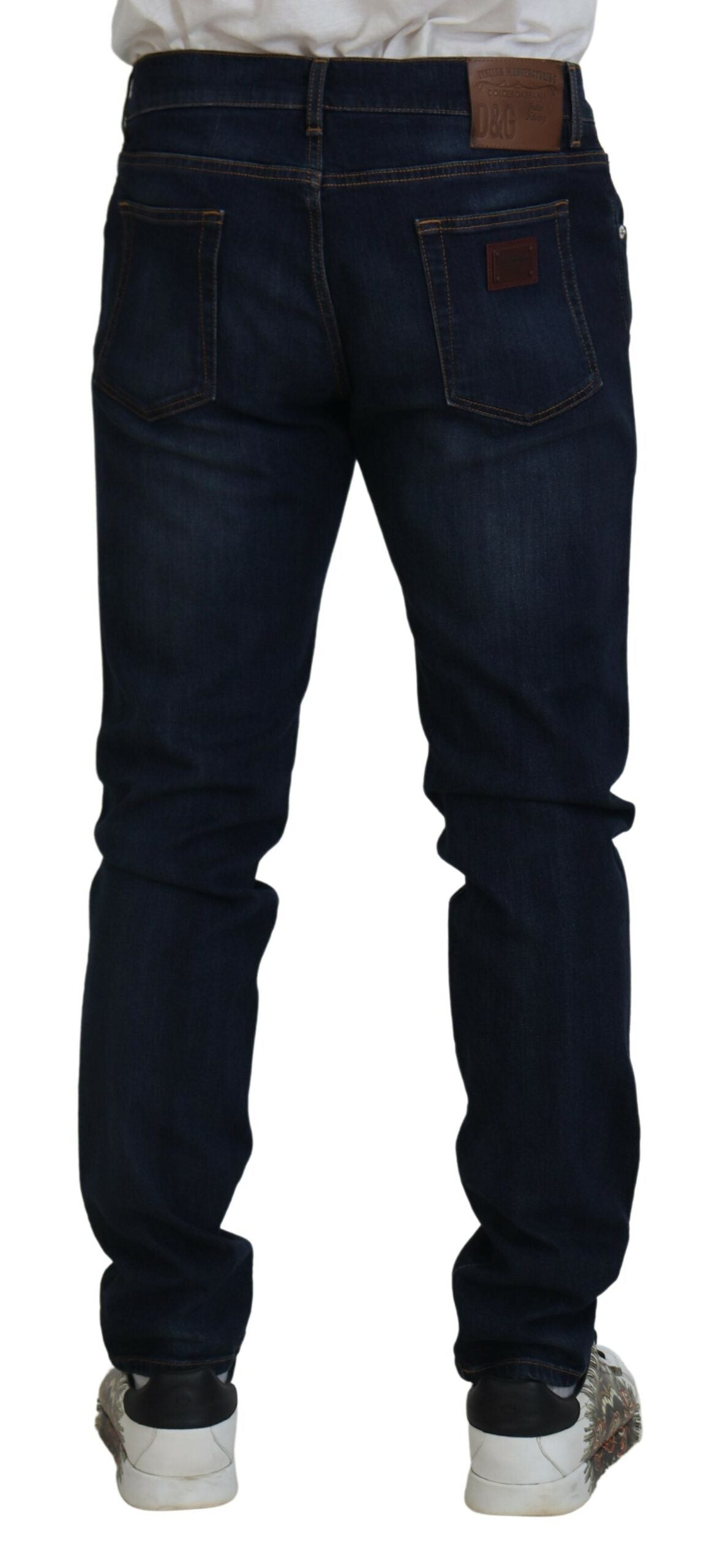 Dolce & Gabbana Sleek Skinny Jeans in Dark Blue - IT56 | XL