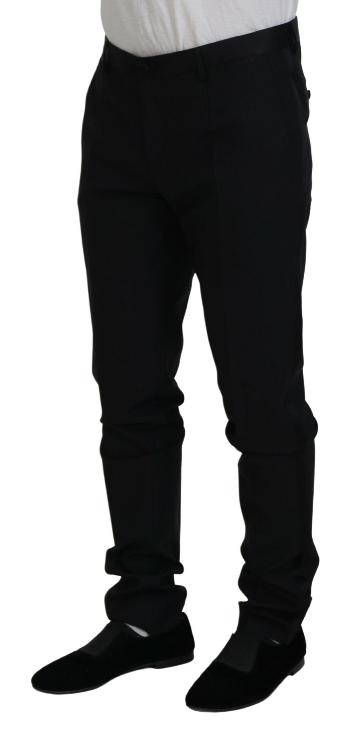 Dolce & Gabbana Elegant Black Dress Pants from Virgin Wool Blend - IT52 | L