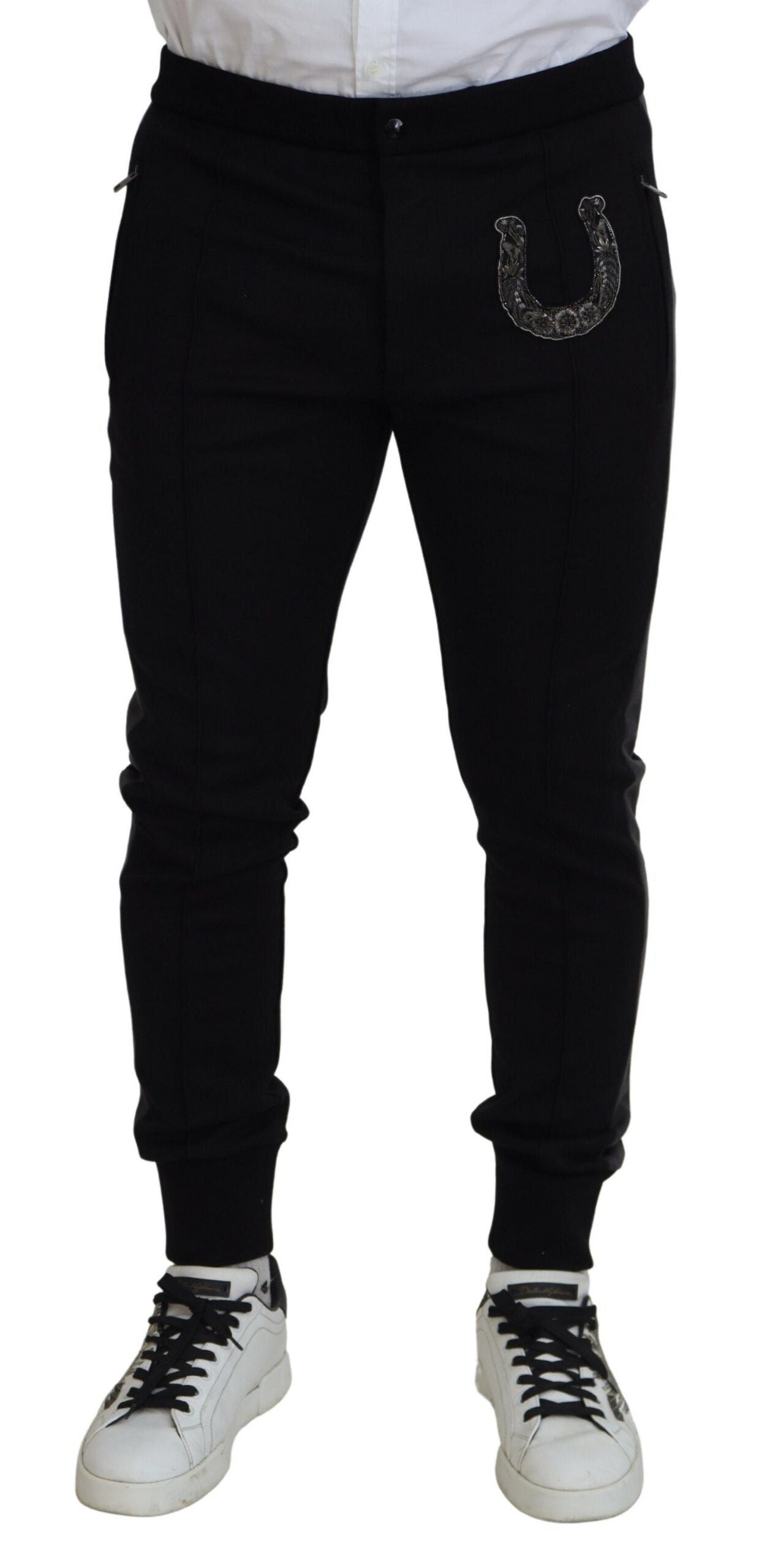 Dolce & Gabbana Elegant Black Jogger Pants in Luxe Wool Blend - IT52 | L