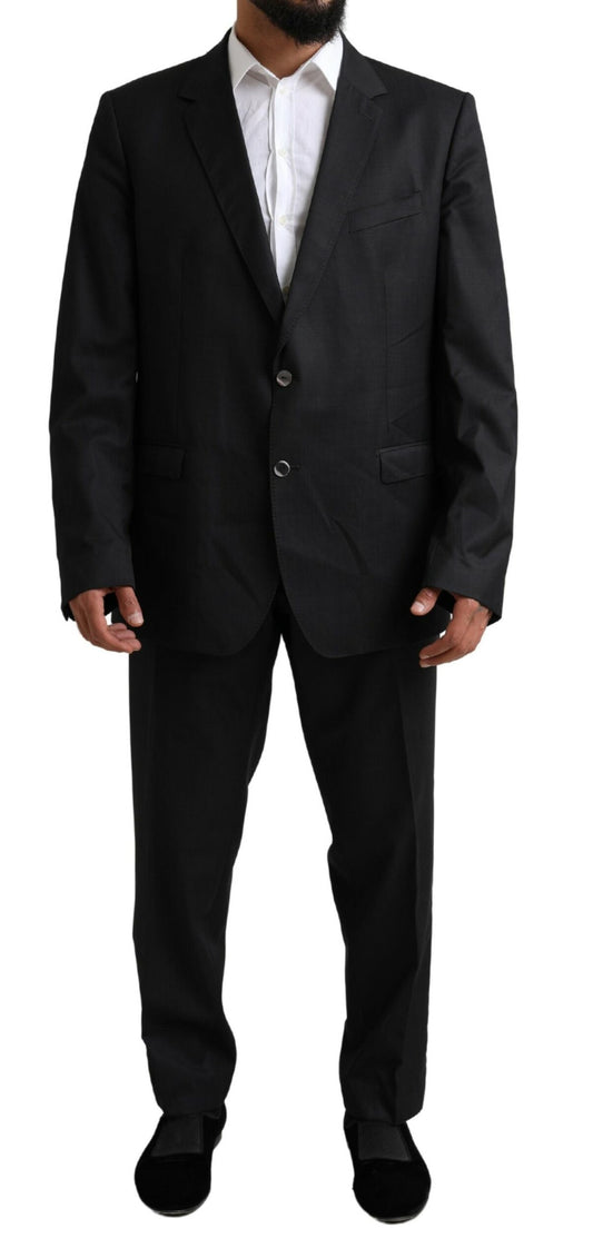 Dolce & Gabbana Elegant Black Virgin Wool Martini Suit - IT58 | XXL