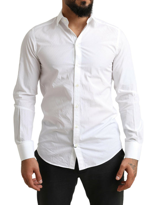 Dolce & Gabbana Elegant White Cotton Martini Dress Shirt - IT39 | S