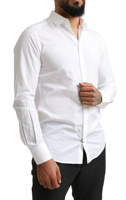 Dolce & Gabbana Elegant White Cotton Martini Dress Shirt - IT39 | S