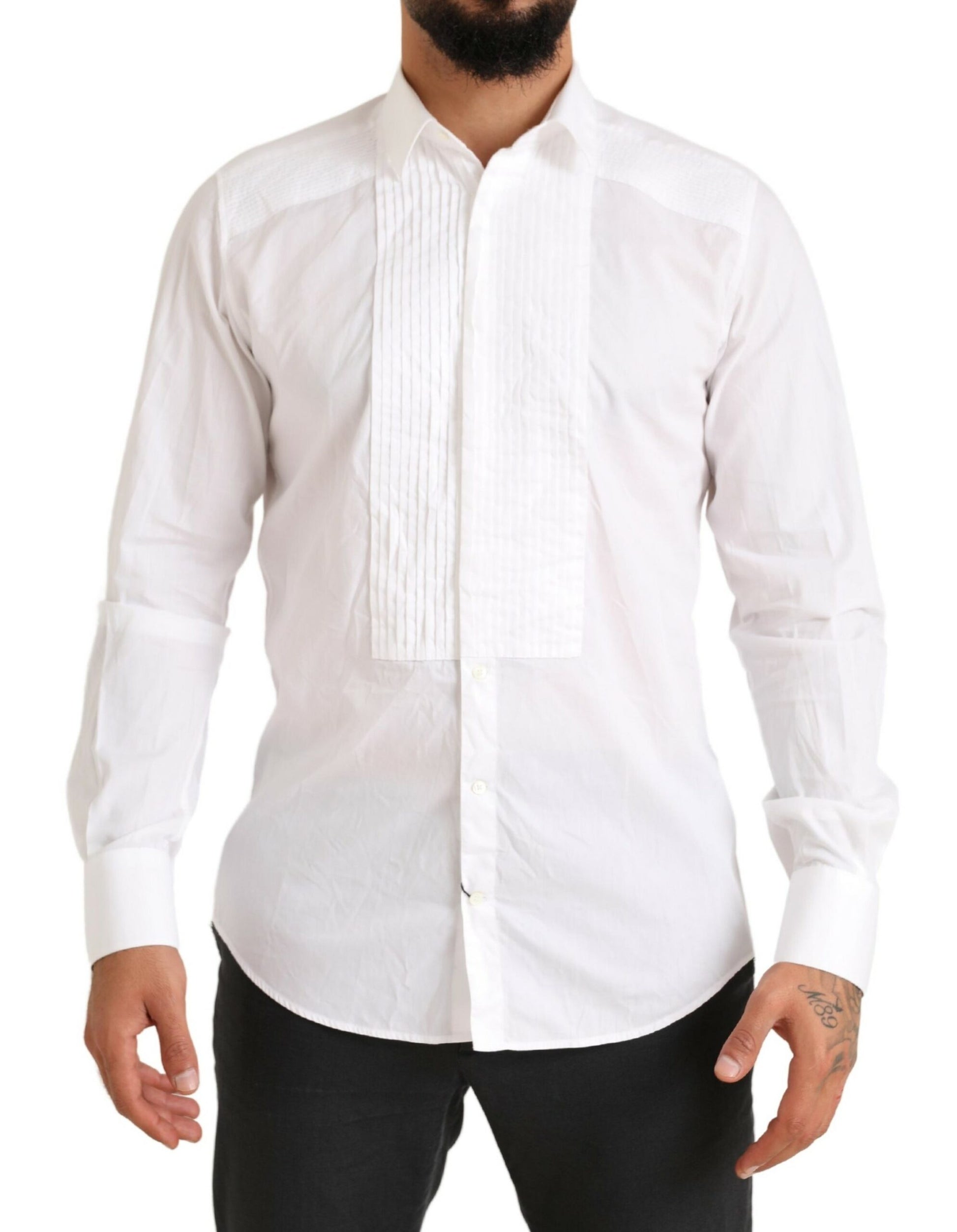 Dolce & Gabbana Elegant White Slim Fit Cotton Dress Shirt - IT40 | M