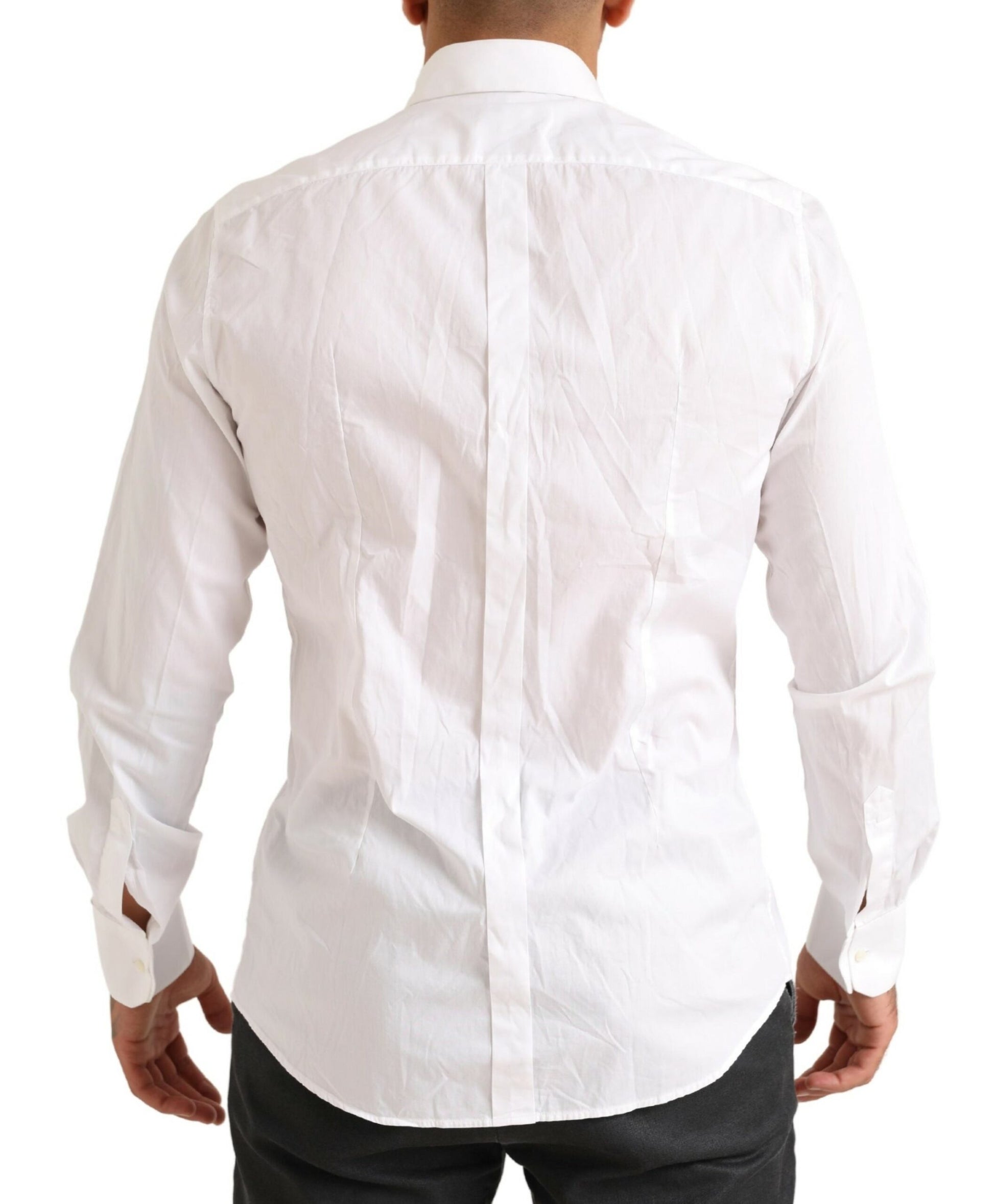 Dolce & Gabbana Elegant White Slim Fit Cotton Dress Shirt - IT40 | M