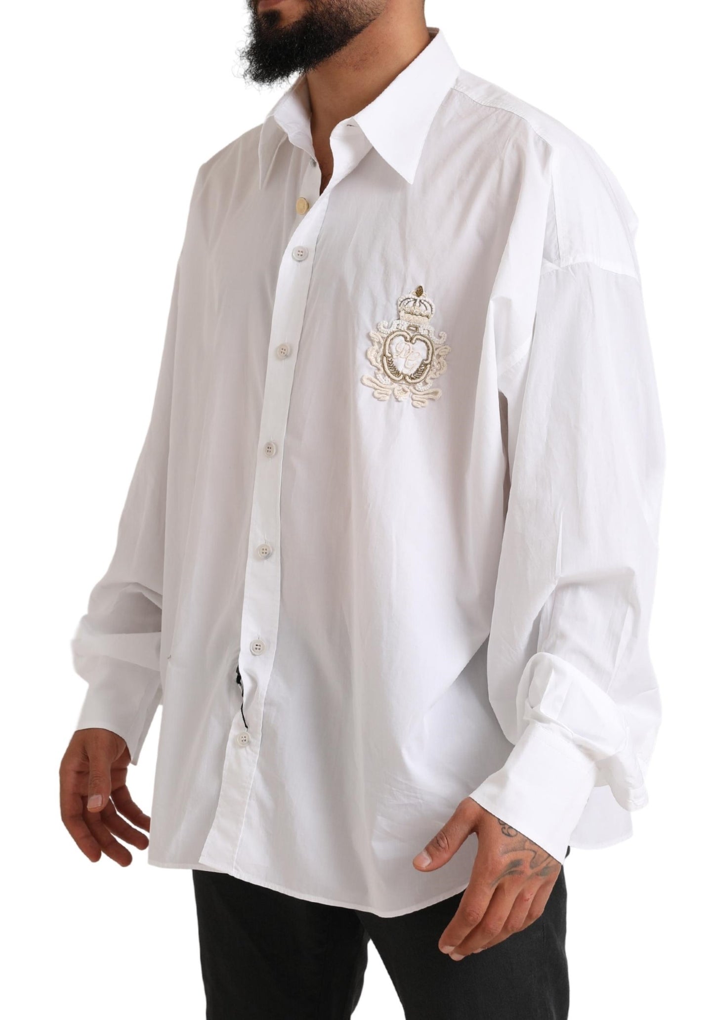 Dolce & Gabbana Elegant White Cotton Formal Shirt - IT41 | L