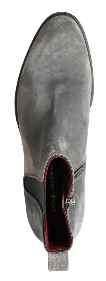 Dolce & Gabbana Elegant Gray Chelsea Leather Boots - EU39/US6