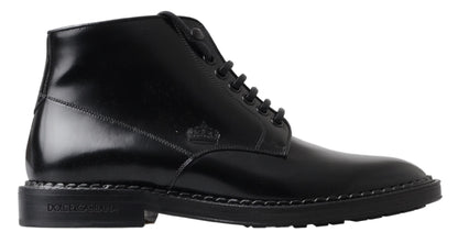 Dolce & Gabbana Elegant Black Leather Men’s Boots - EU39/US6