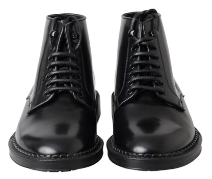 Dolce & Gabbana Elegant Black Leather Men’s Boots - EU39/US6