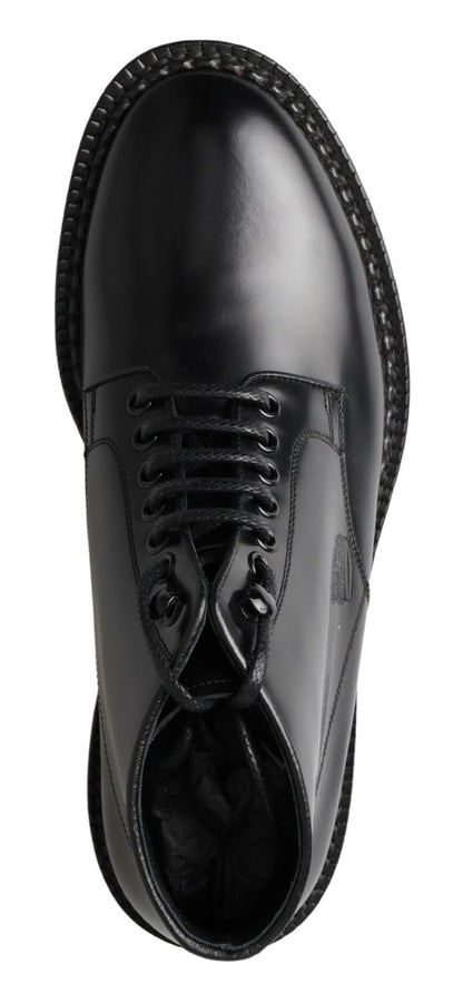 Dolce & Gabbana Elegant Black Leather Men’s Boots - EU39/US6