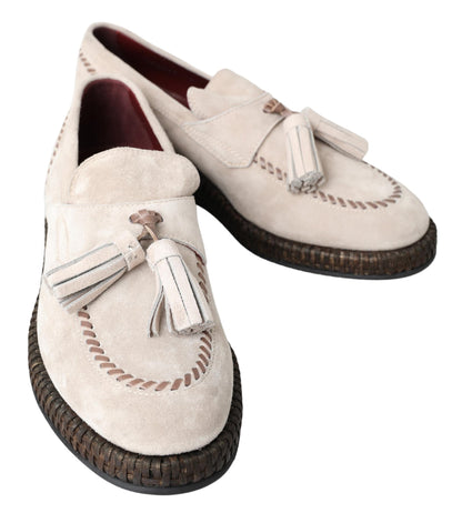 Dolce & Gabbana Elegant Ivory Leather Espadrilles - EU43/US10