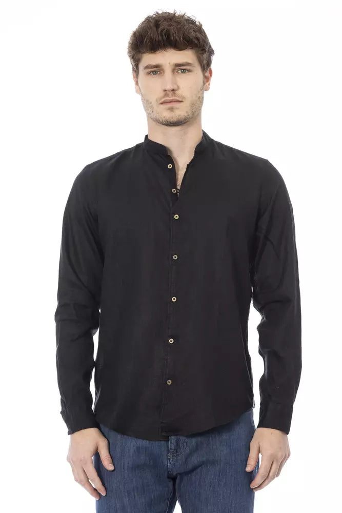 Baldinini Trend Black Lyocell Men Shirt - XL