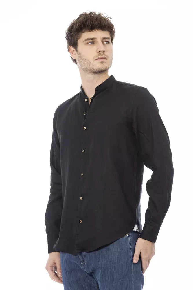 Baldinini Trend Black Lyocell Men Shirt - XL